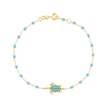 Gigi Clozeau - Bracelet turquoise Tortue, or jaune, 17 cm