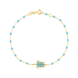 Gigi Clozeau - Bracelet turquoise Tortue, or jaune, 17 cm