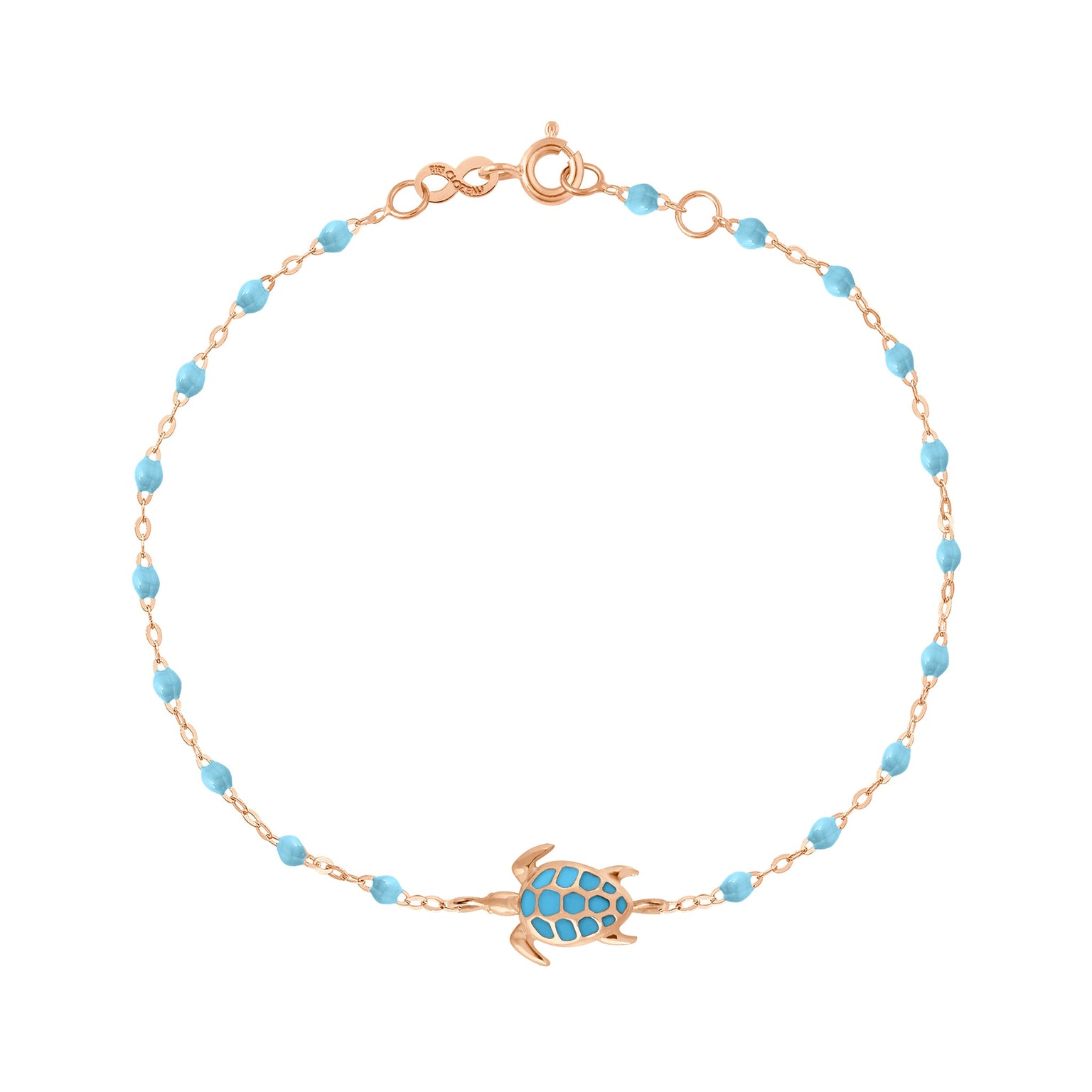 Gigi Clozeau - Bracelet turquoise Tortue, or rose, 17 cm