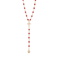 Gigi Clozeau - Chapelet rubis Spark diamants, or rose, 45 cm