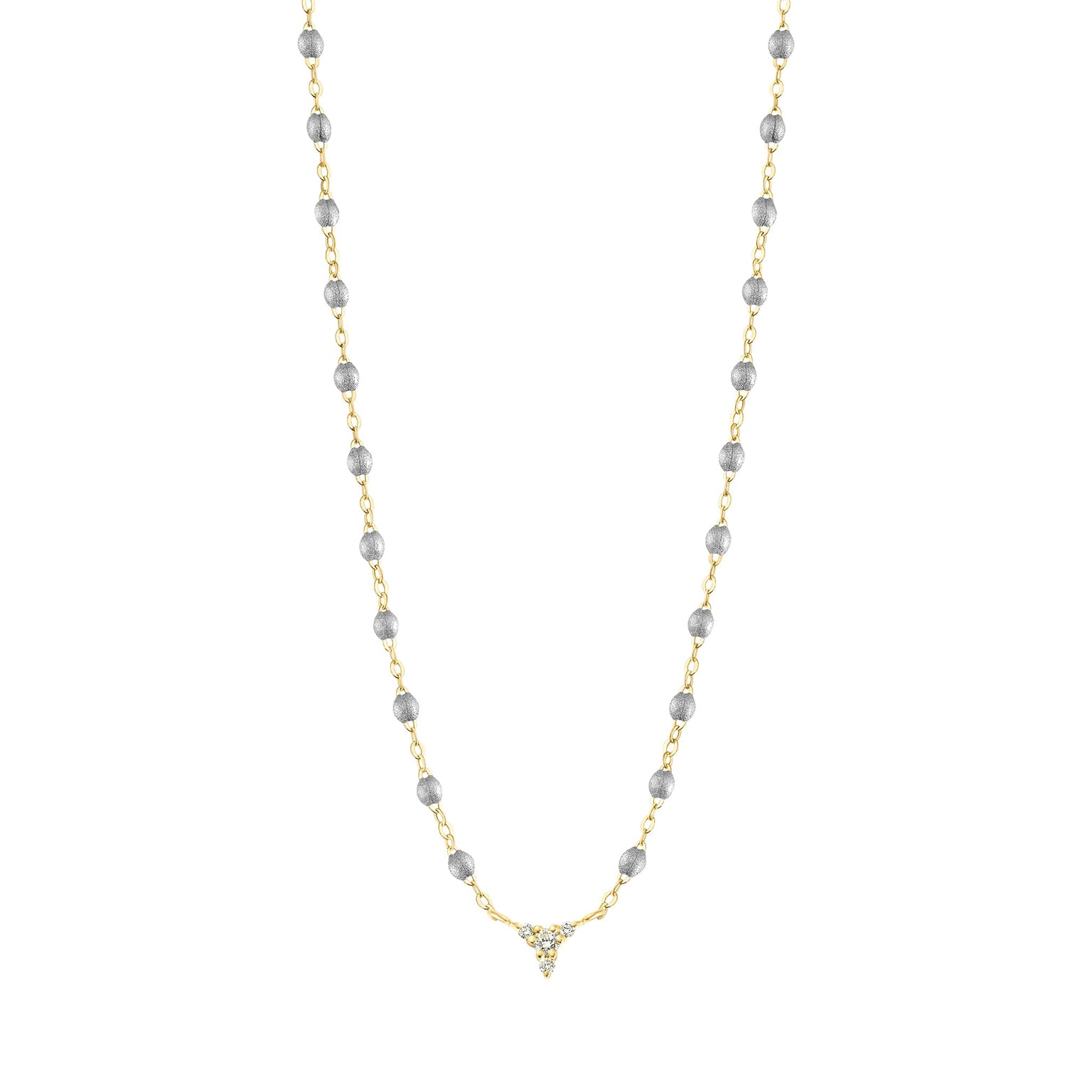 Gigi Clozeau - Collier argent petit Kosmos, diamants, or jaune, 42 cm