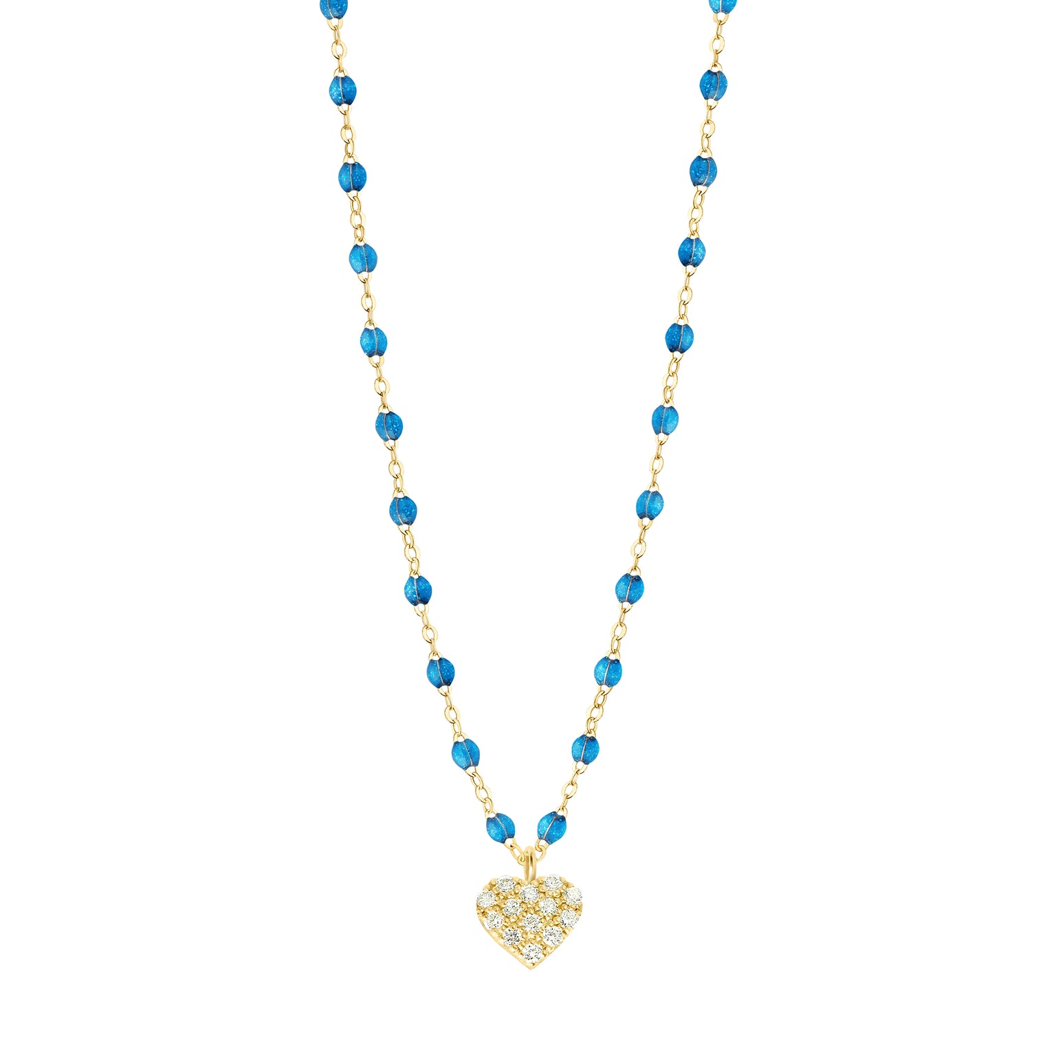 Gigi Clozeau - Collier azur In Love, diamants, or jaune, 42 cm