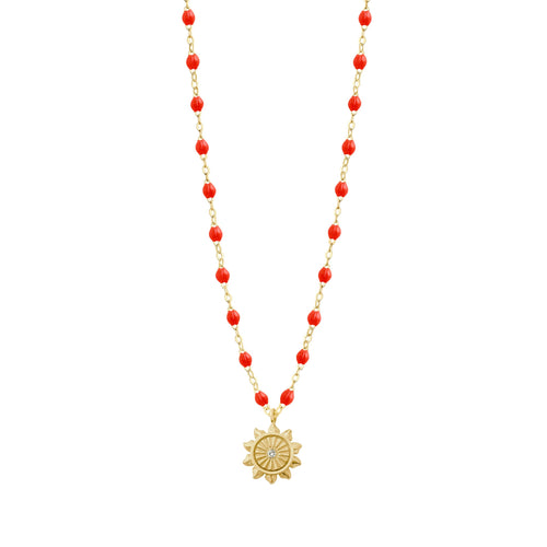 Gigi Clozeau - Collier corail Lucky Sun diamants, or jaune, 42 cm