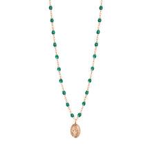 Gigi Clozeau - Collier émeraude Madone, or rose, 42 cm