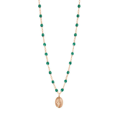 Gigi Clozeau - Collier émeraude Madone, or rose, 42 cm