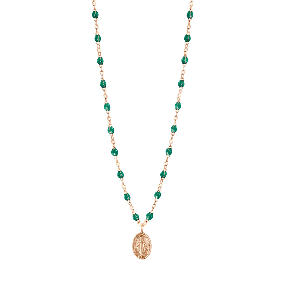 Gigi Clozeau - Collier émeraude Madone, or rose, 42 cm