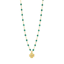 Gigi Clozeau - Collier émeraude Trèfle Lumière, diamant, or jaune, 42 cm