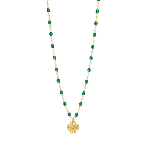 Gigi Clozeau - Collier émeraude Trèfle Lumière, diamant, or jaune, 42 cm