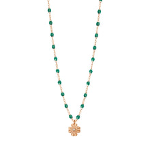 Gigi Clozeau - Collier émeraude Trèfle Lumière, diamant, or rose, 42 cm