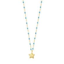 Gigi Clozeau - Collier Étoile Mini Gigi, or jaune et mini perles de résine turquoise, 40 cm