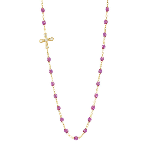 Gigi Clozeau - Collier galaxy Croix Vintage, diamants, or jaune, 42 cm