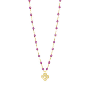 Gigi Clozeau - Collier galaxy Lucky Trèfle, diamants, or jaune, 42 cm