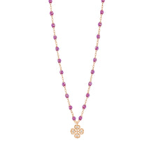 Gigi Clozeau - Collier galaxy Lucky Trèfle, diamants, or rose, 42 cm