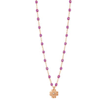 Gigi Clozeau - Collier galaxy Trèfle Lumière, diamant, or rose, 42 cm