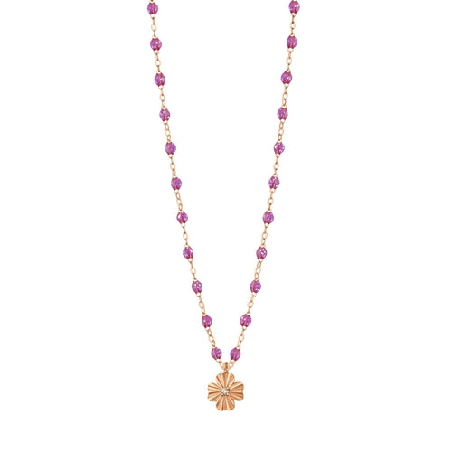 Gigi Clozeau - Collier galaxy Trèfle Lumière, diamant, or rose, 42 cm