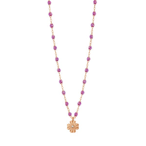 Gigi Clozeau - Collier galaxy Trèfle Lumière, diamant, or rose, 42 cm