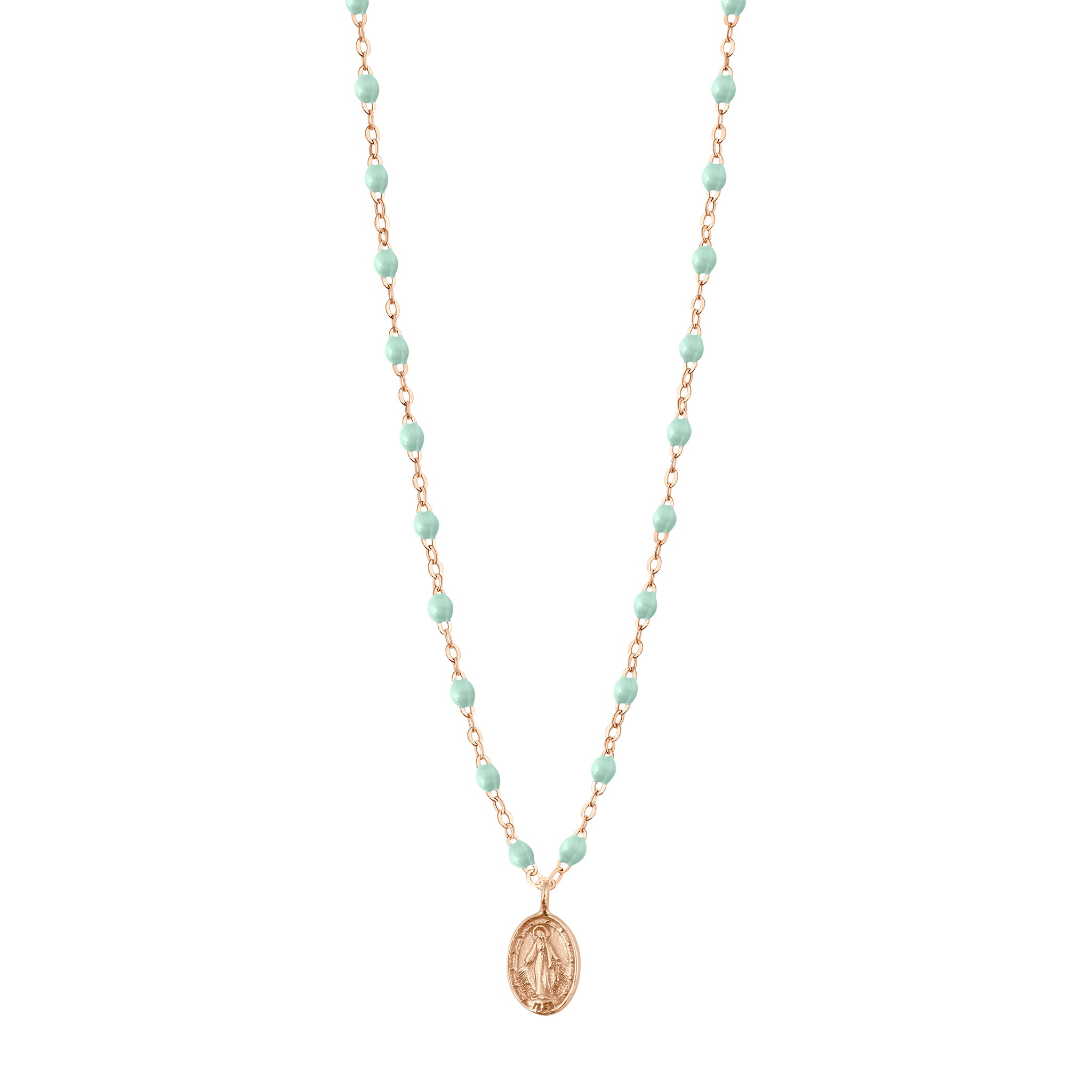 Gigi Clozeau - Collier jade Madone, or rose, 42 cm
