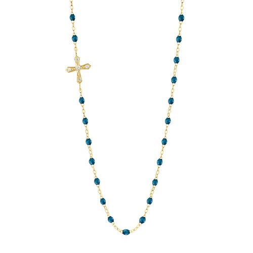 Gigi Clozeau - Collier jungle Croix Vintage, diamants, or jaune, 42 cm