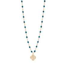 Gigi Clozeau - Collier jungle Lucky Trèfle, diamants, or rose, 42 cm