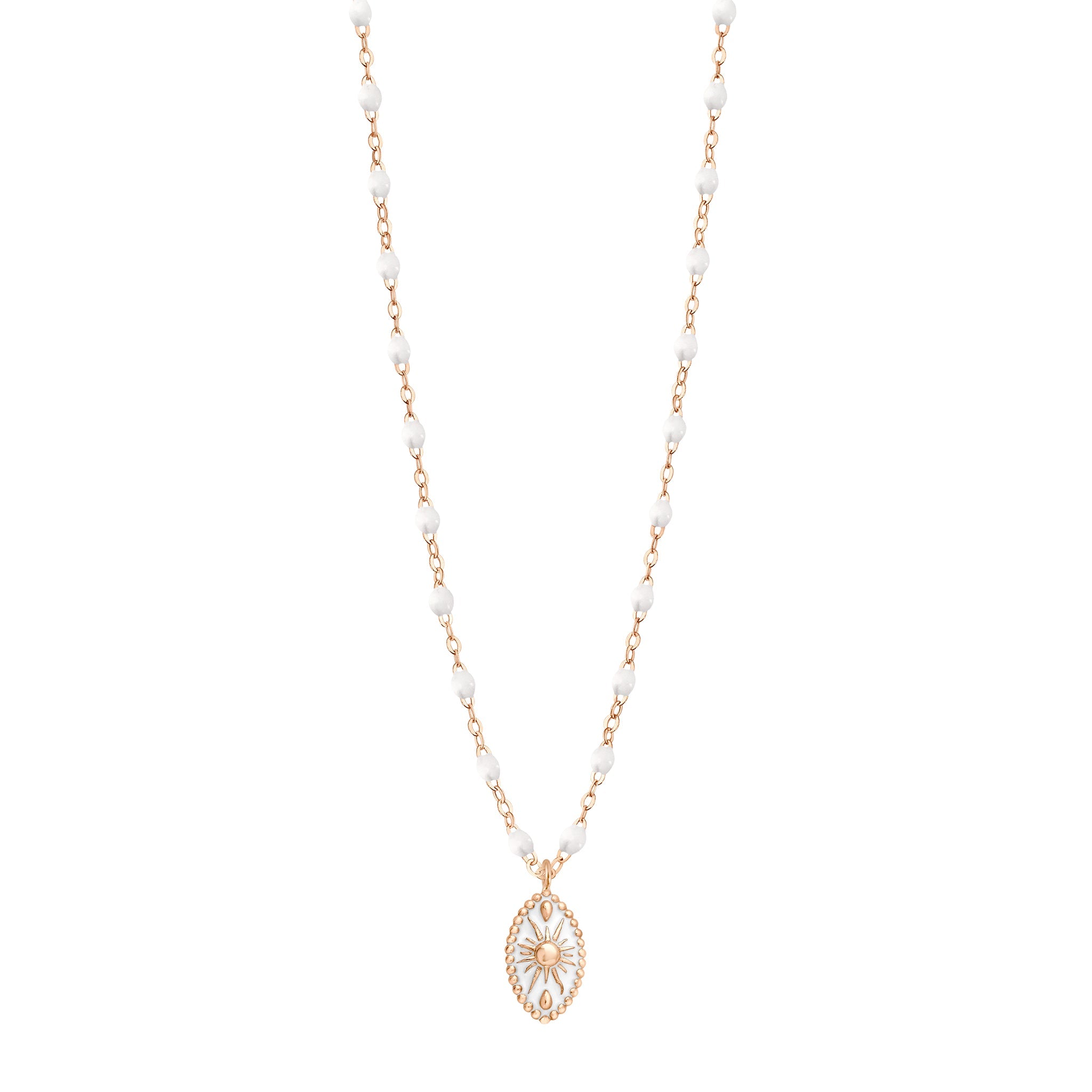 Gigi Clozeau - Collier Karma résine blanche, or rose, 42 cm