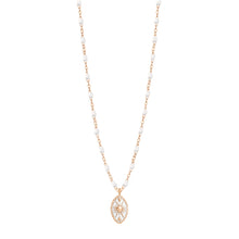 Gigi Clozeau - Collier Karma résine blanche, or rose, 42 cm