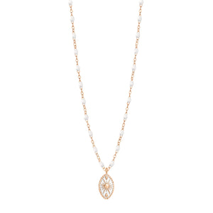 Gigi Clozeau - Collier Karma résine blanche, or rose, 42 cm