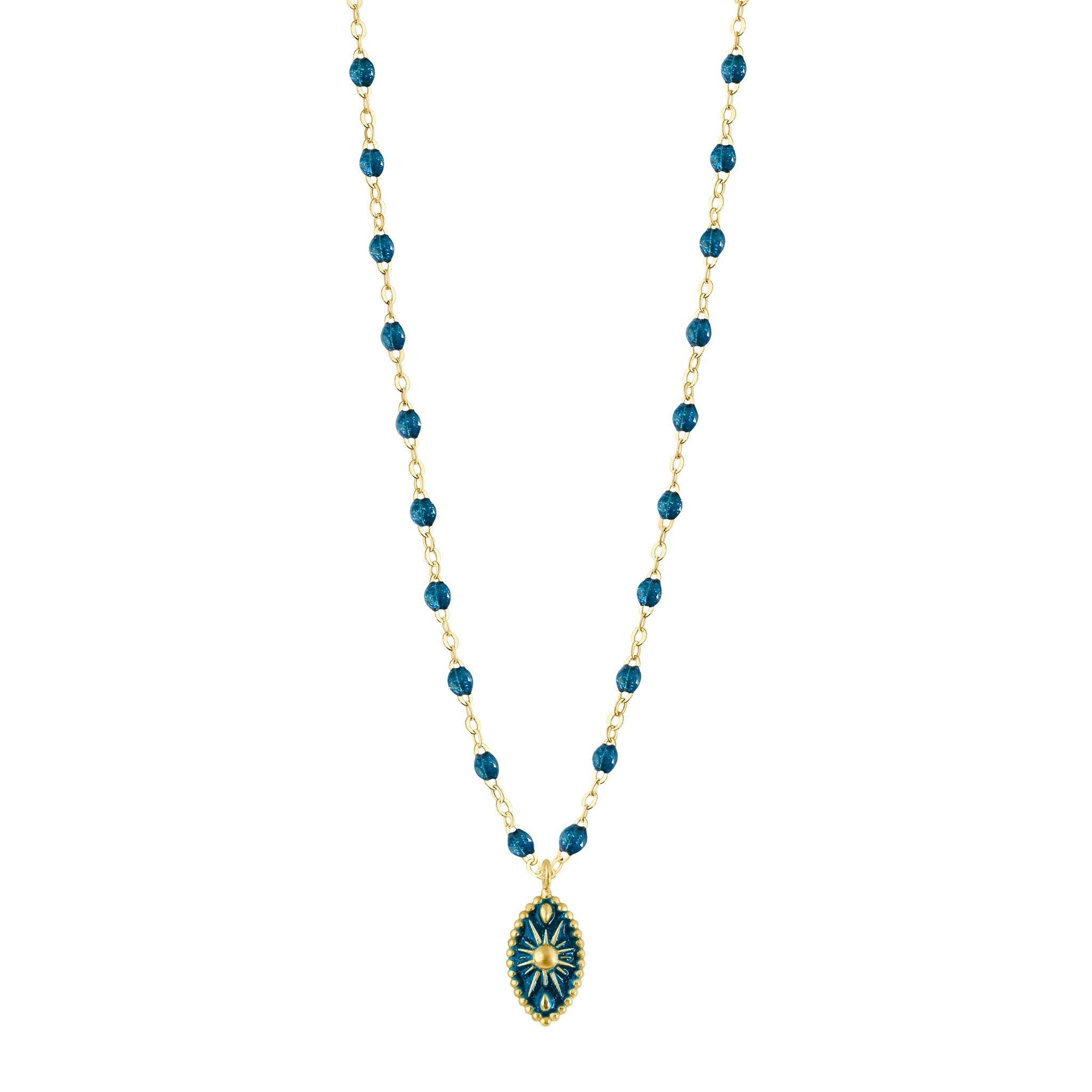 Gigi Clozeau - Collier Karma résine jungle, or jaune, 42 cm