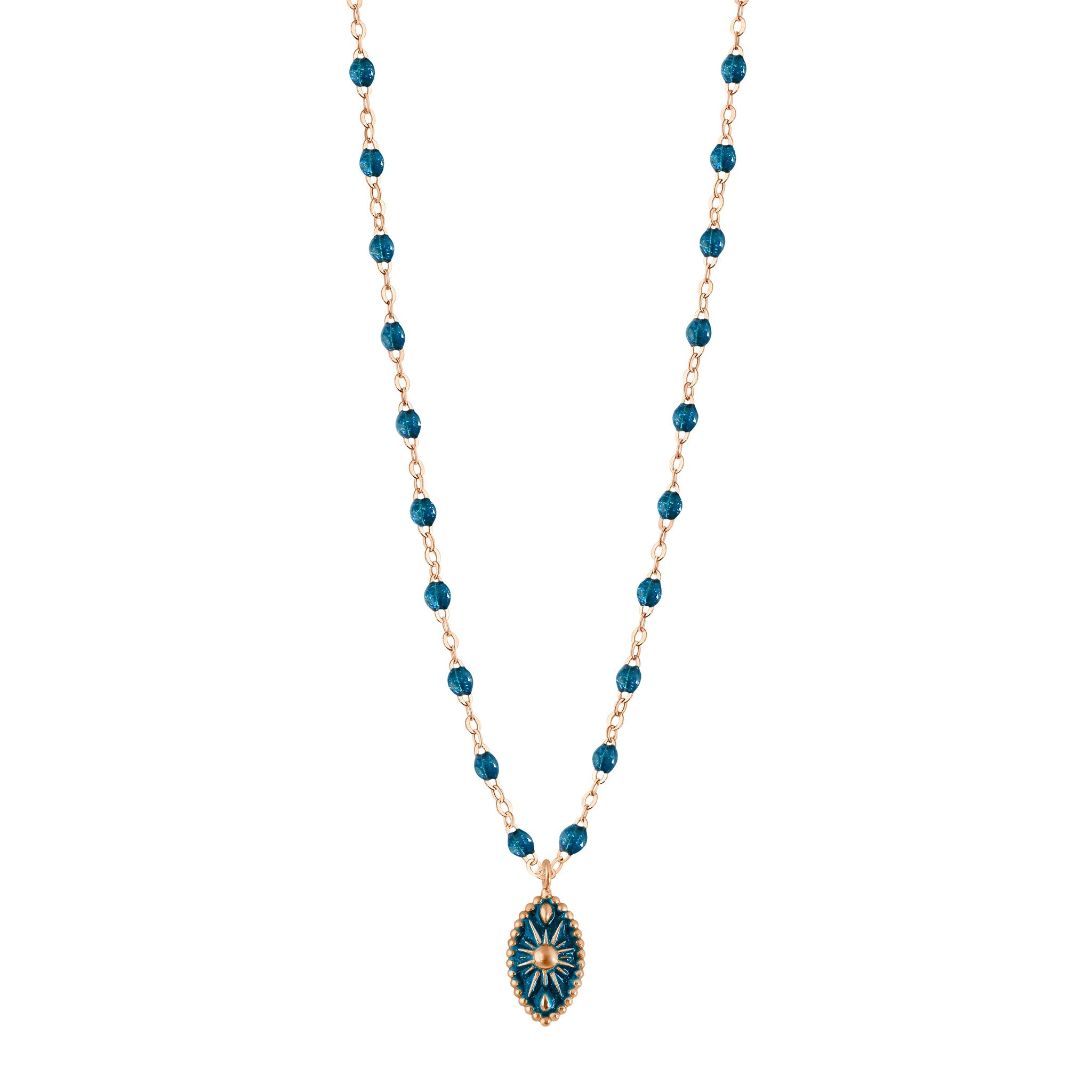 Gigi Clozeau - Collier Karma résine jungle, or rose, 42 cm