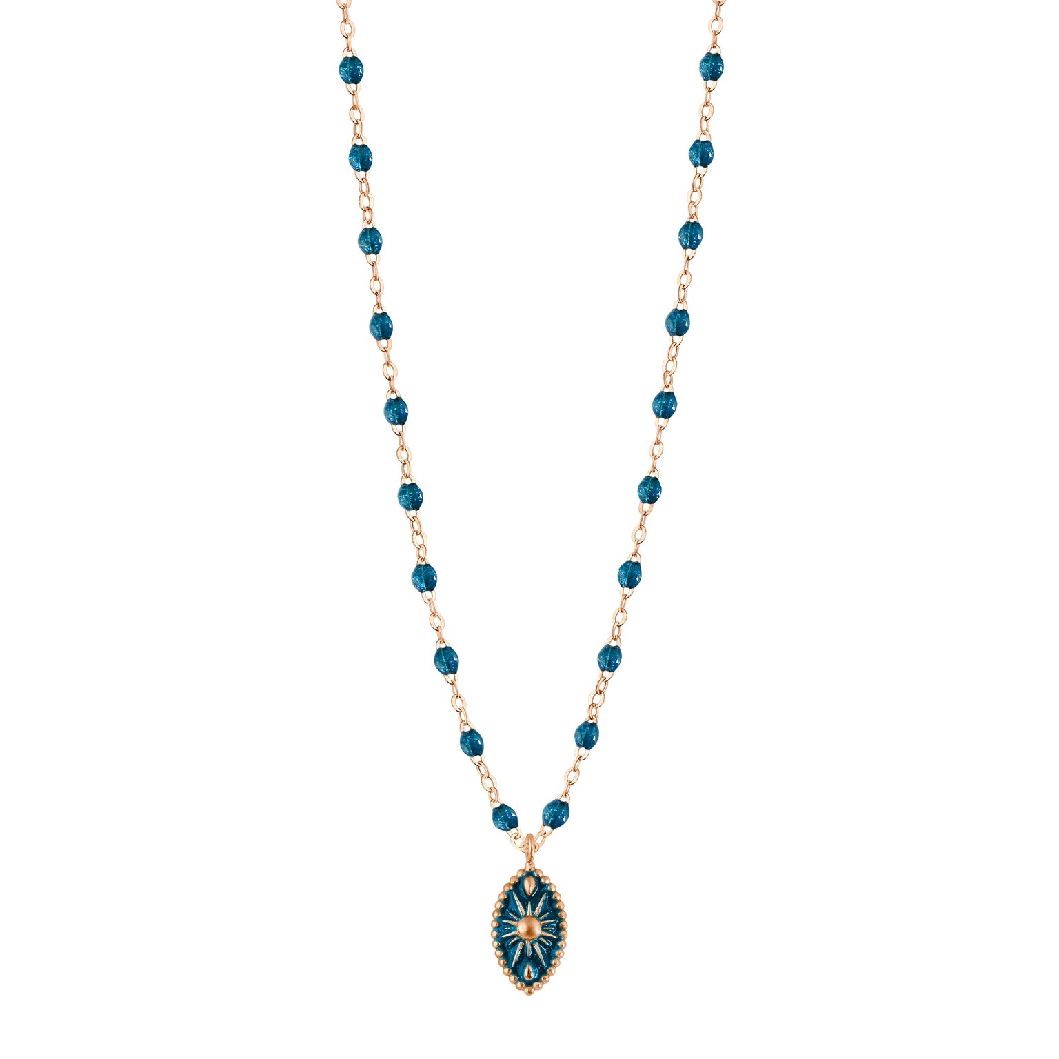 Gigi Clozeau - Collier Karma résine jungle, or rose, 42 cm