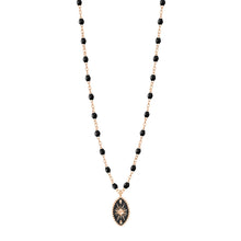 Gigi Clozeau - Collier Karma résine noire, or rose, 42 cm