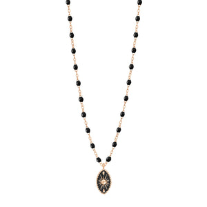 Gigi Clozeau - Collier Karma résine noire, or rose, 42 cm