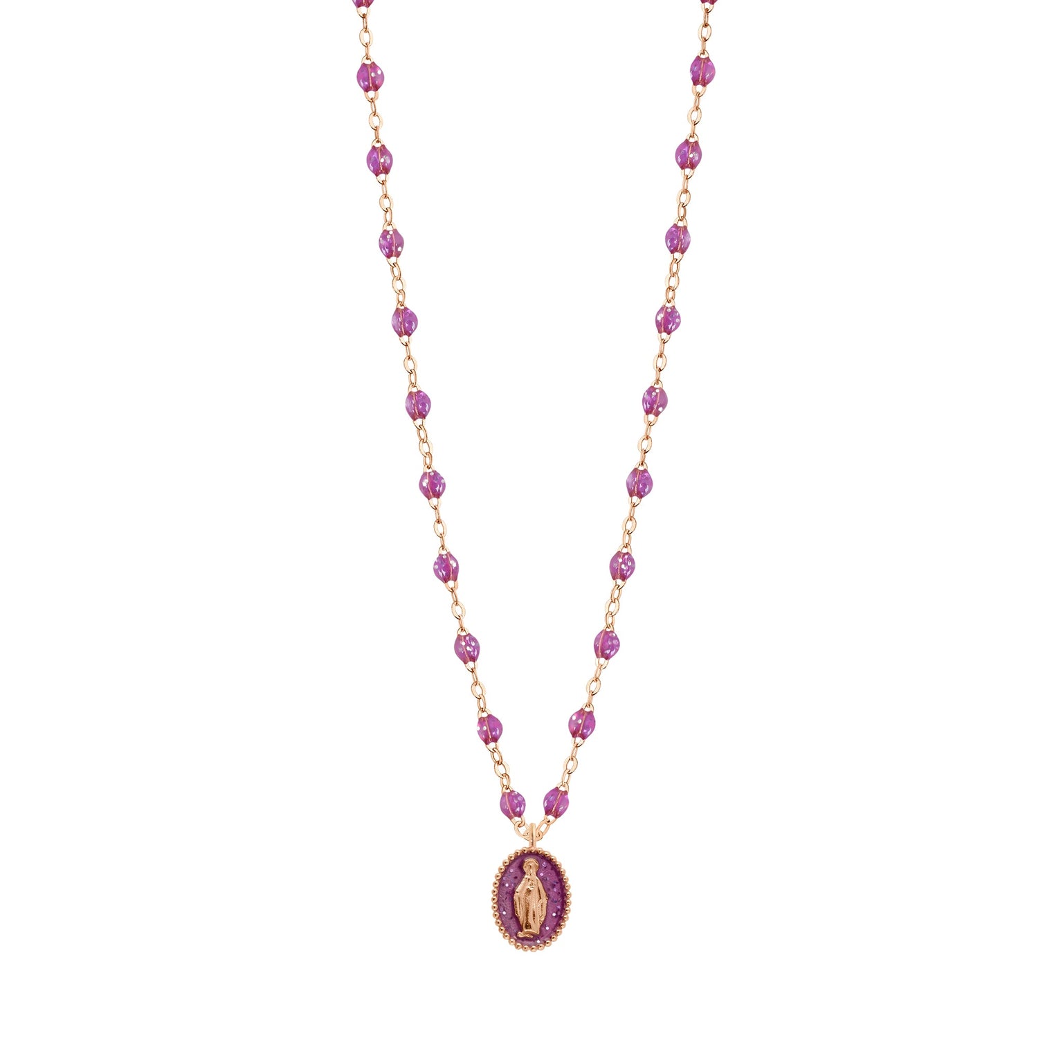 Gigi Clozeau - Collier Madone résine galaxy, or rose, 42 cm