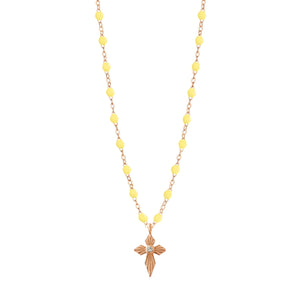 Gigi Clozeau - Collier mimosa Croix Lumière, Diamants, or rose, 42 cm
