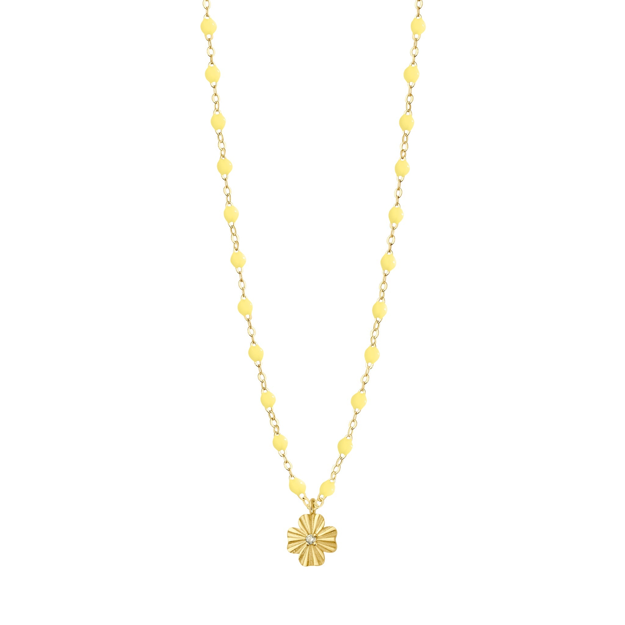 Gigi Clozeau - Collier mimosa Trèfle Lumière, diamant, or jaune, 42 cm