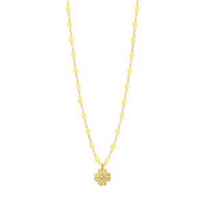 Gigi Clozeau - Collier mimosa Trèfle Lumière, diamant, or jaune, 42 cm