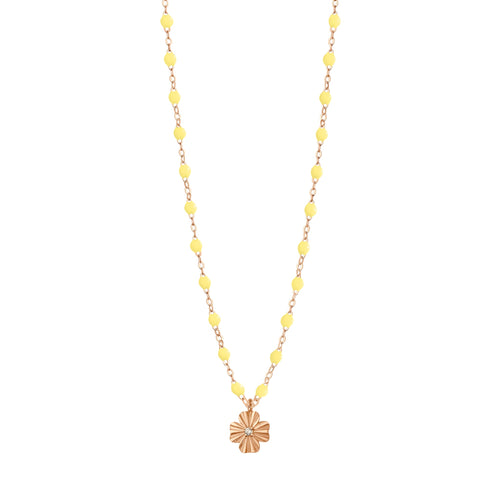 Gigi Clozeau - Collier mimosa Trèfle Lumière, diamant, or rose, 42 cm