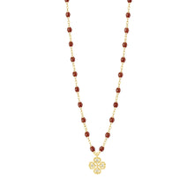 Gigi Clozeau - Collier moka Lucky Trèfle, diamants, or jaune, 42 cm