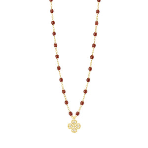 Gigi Clozeau - Collier moka Lucky Trèfle, diamants, or jaune, 42 cm