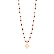 Gigi Clozeau - Collier moka Lucky Trèfle, diamants, or rose, 42 cm