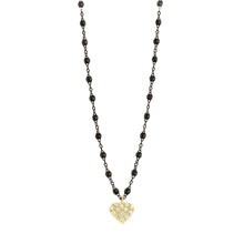 Gigi Clozeau - Collier noir In Love, diamants, or noir et jaune, 42 cm