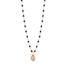 Gigi Clozeau - Collier noir Madone, or rose, 42 cm 