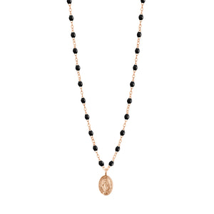 Gigi Clozeau - Collier noir Madone, or rose, 42 cm 