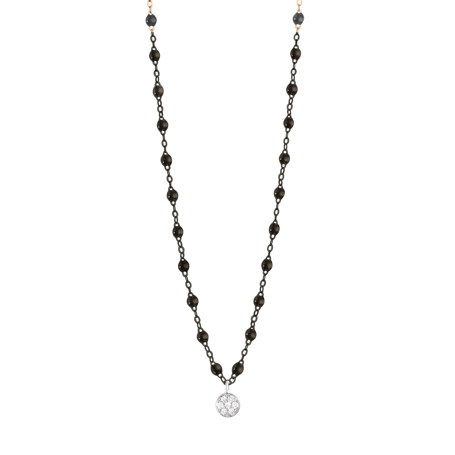 Gigi Clozeau - Collier noir Puce, diamants, or noir et blanc, 42 cm