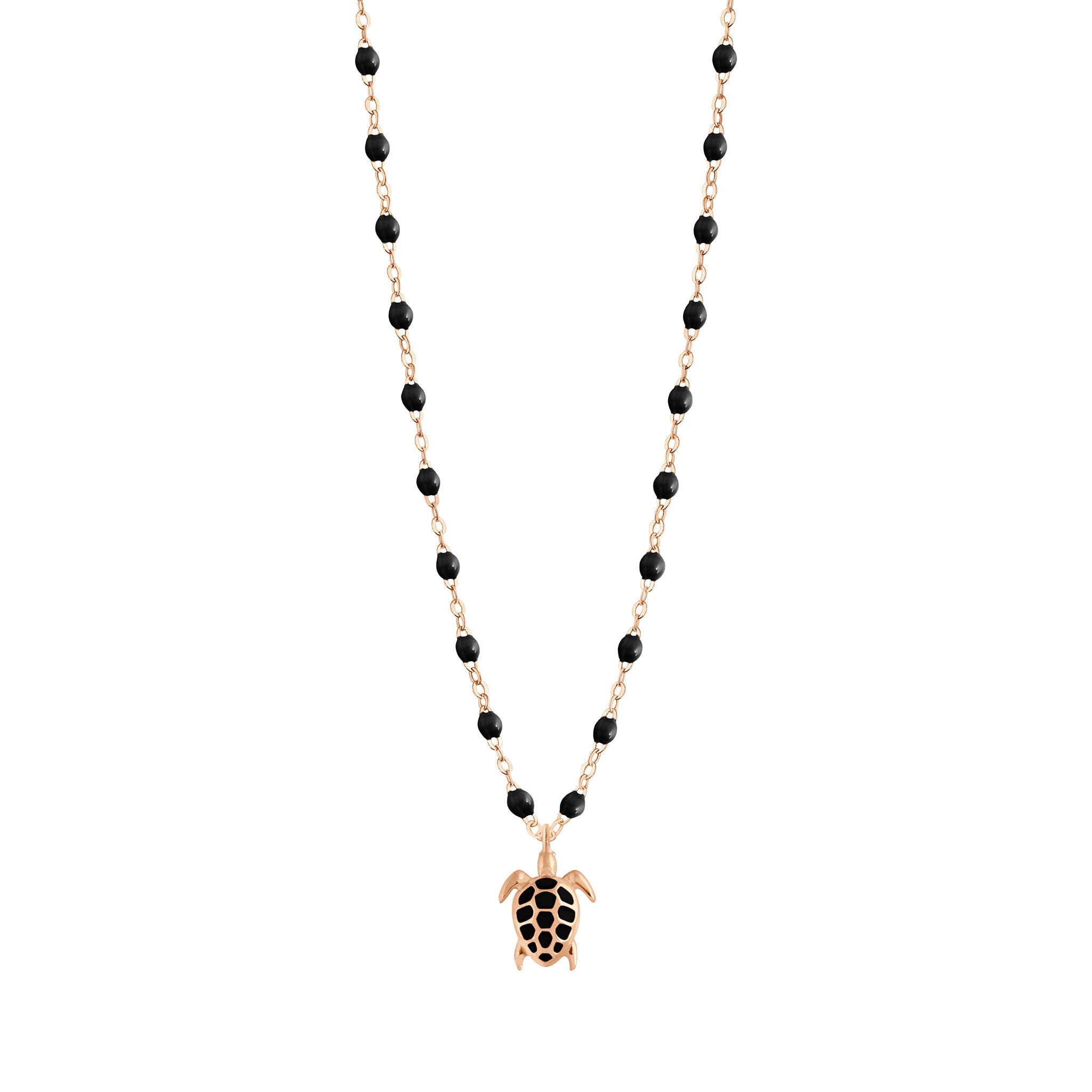 Gigi Clozeau - Collier noir Tortue, or rose, 42 cm