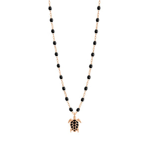 Gigi Clozeau - Collier noir Tortue, or rose, 42 cm