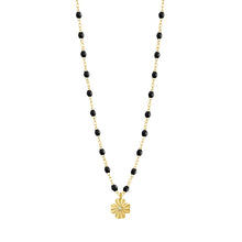 Gigi Clozeau - Collier noir Trèfle Lumière, diamant, or jaune, 42 cm