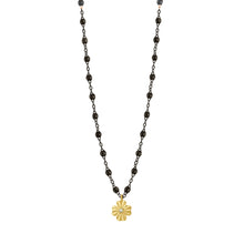 Gigi Clozeau - Collier noir Trèfle Lumière, diamant, or noir et jaune, 42 cm