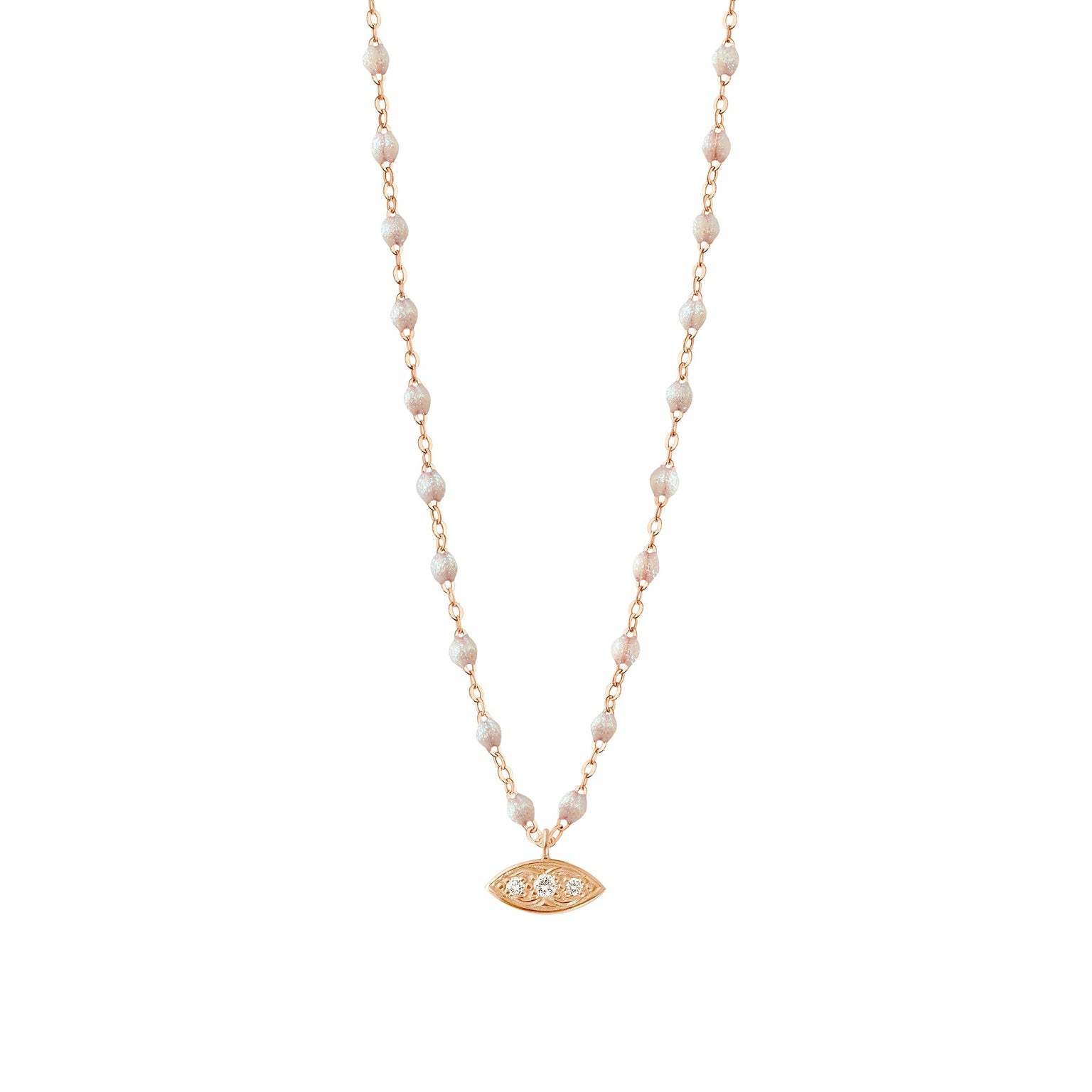 Gigi Clozeau - Collier opale Clin d’œil diamants, or rose, 42 cm