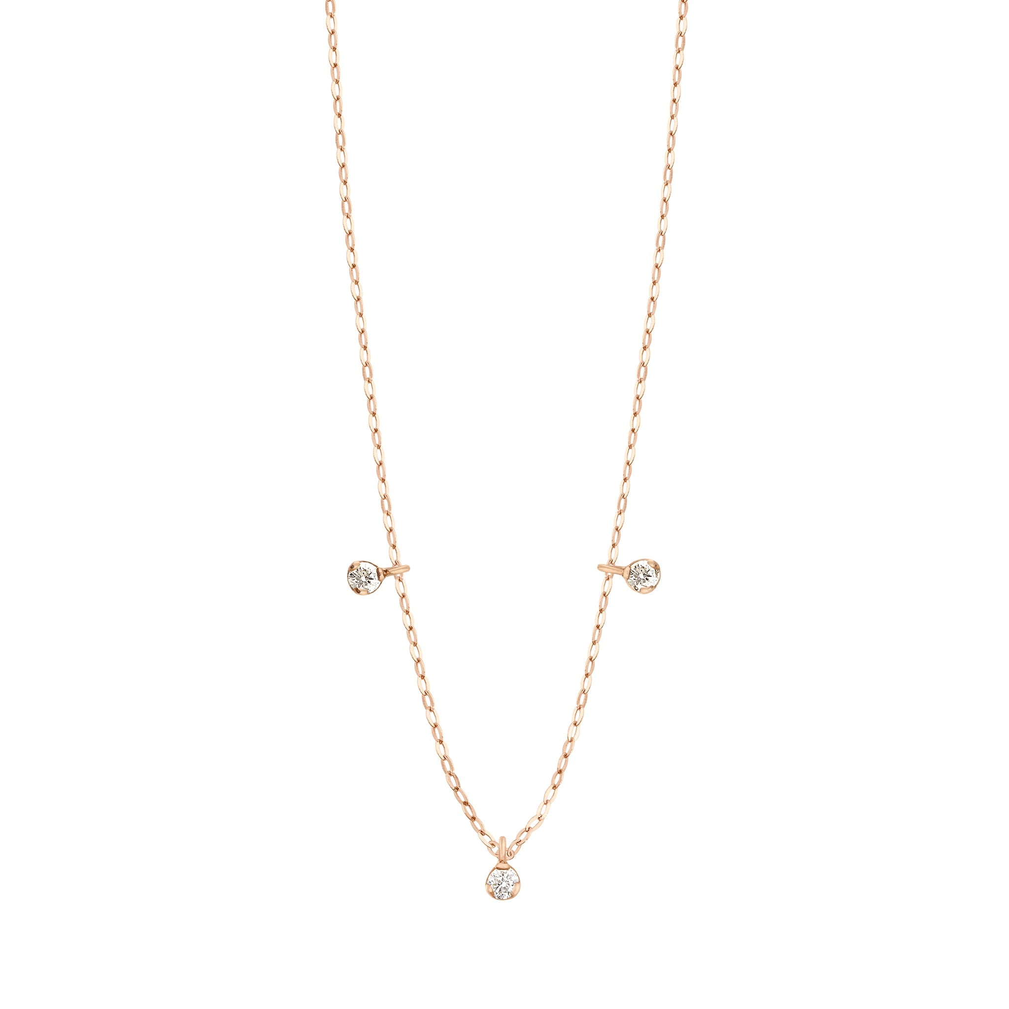 Gigi Clozeau - Collier Pure Gigi Suprême, or rose, 3 diamants, 45 cm