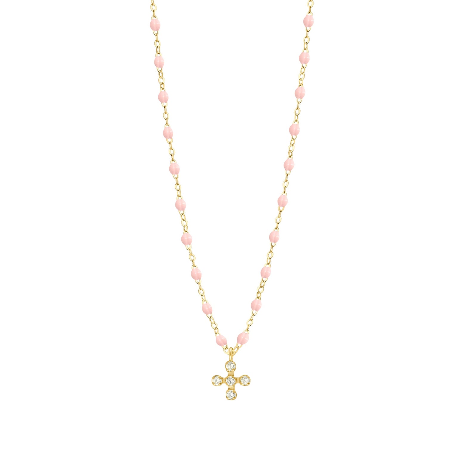Gigi Clozeau - Collier rose bébé Spark diamants, or jaune, 42 cm